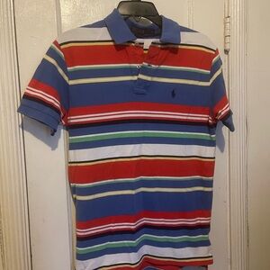 Polo by Ralph Lauren Blue Multicolor Horizontal Stripe Polo